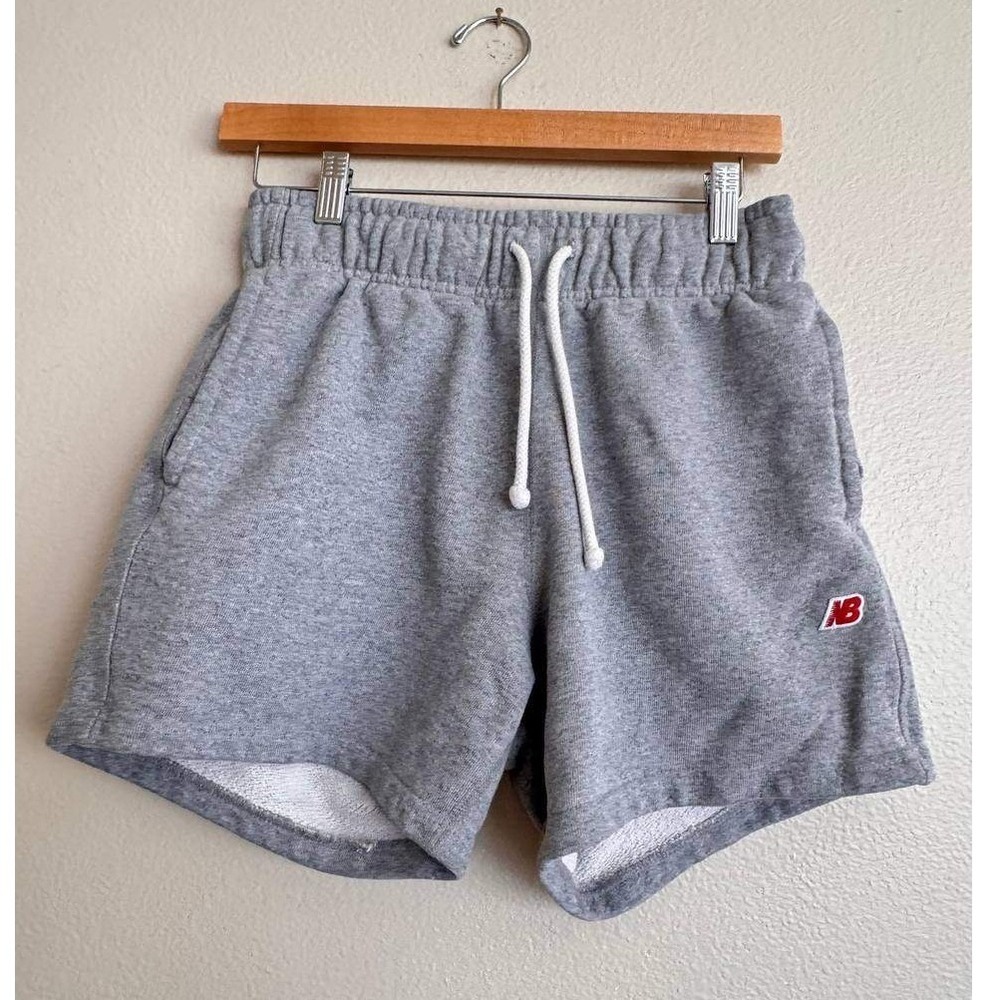 New Balance Gray Made in USA Fleece Sweat Shorts Streetwear Y2K Clean Girl S